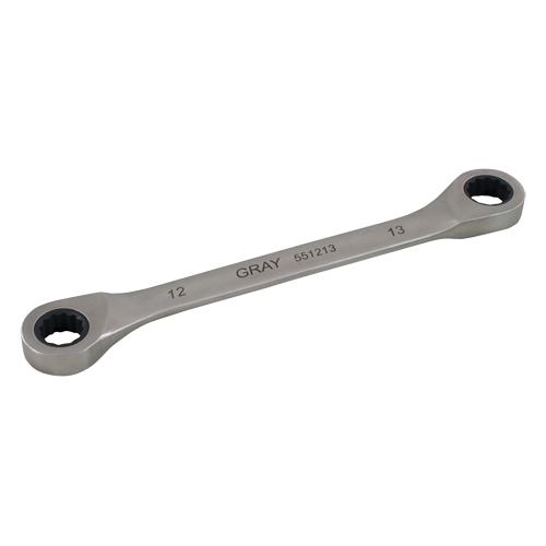 Double Box End Gear Ratcheting Wrench, 12 Point, 17 mm x 19 mm, Plain Finish - Gray Tools 551719