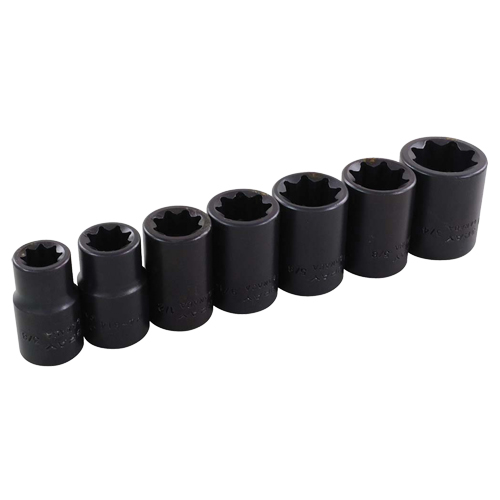 Socket Set, 7 Pcs, Impact, 1/2" Drive Size - Gray Tools 35057