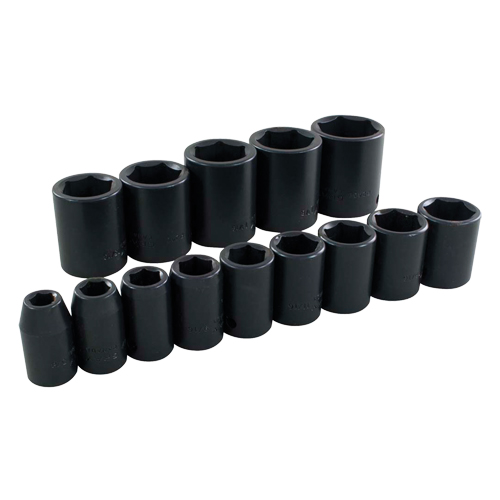 Socket Set, 14 Pcs, Impact, 1/2" Drive Size - Gray Tools 35064