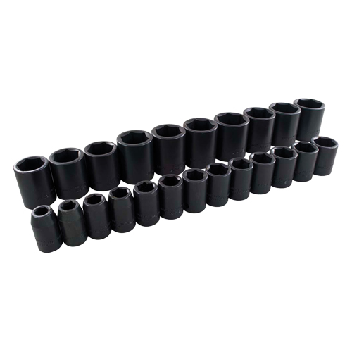 Socket Set, 23 Pcs, Impact, 1/2" Drive Size - Gray Tools 39023