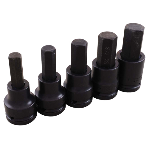 Impact Socket Set, Hex, 3/4" Drive, 5 Pcs - Gray Tools 45805