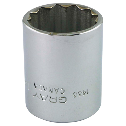 Socket, 1-1/4", 1/2" Drive, 12 Points - Gray Tools 1436