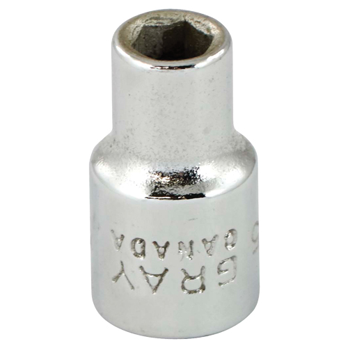 Socket, 5 mm, 1/4" Drive, 6 Points - Gray Tools M605