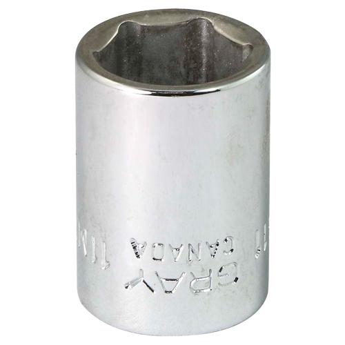 Socket, 11 mm, 1/4" Drive, 6 Points - Gray Tools M611