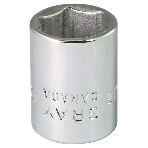 Socket, 12 mm, 1/4" Drive, 6 Points - Gray Tools M612