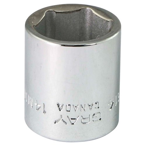 Socket, 14 mm, 1/4" Drive, 6 Points - Gray Tools M614