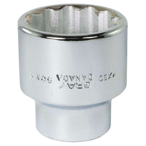 Socket, 50 mm, 1" Drive, 12 Points - Gray Tools MX50