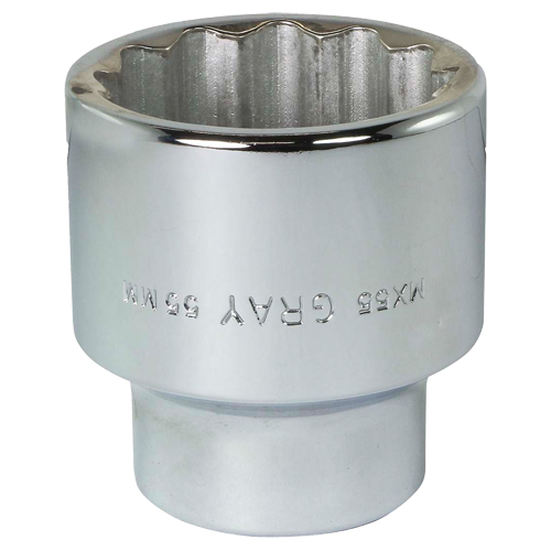 Socket, 55 mm, 1" Drive, 12 Points - Gray Tools MX55