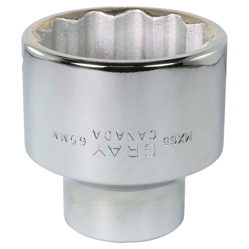 Socket, 65 mm, 1" Drive, 12 Points - Gray Tools MX65