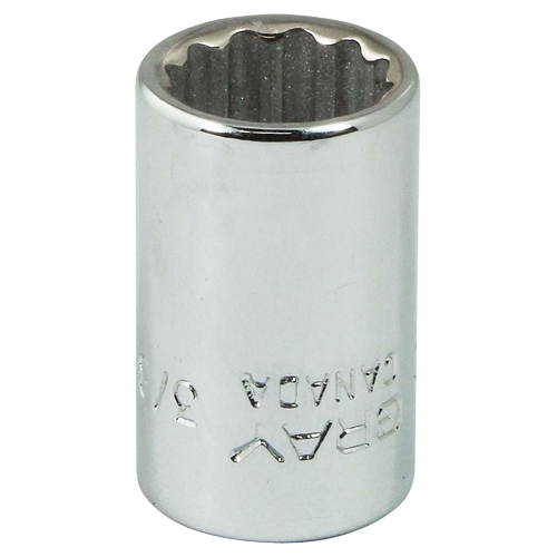 Socket, 3/8", 1/4" Drive, 12 Points - Gray Tools V112