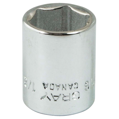 Socket, 1/2", 1/4" Drive, 6 Points - Gray Tools V16