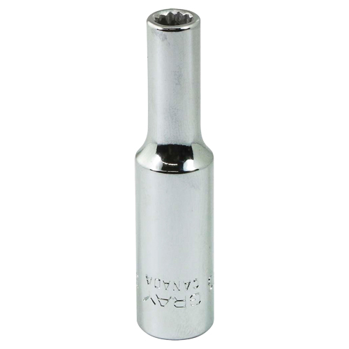 Socket, 3/16", 1/4" Drive, 12 Points - Gray Tools VL106