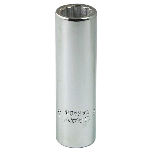 Socket, 3/8", 1/4" Drive, 12 Points - Gray Tools VL112