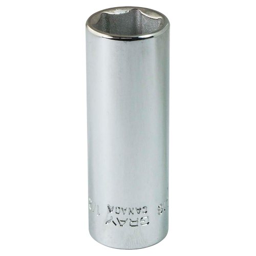 Socket, 1/2", 1/4" Drive, 6 Points - Gray Tools VL16