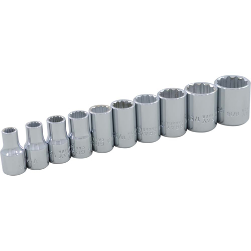 Socket Set , 10 Pcs, 1/4" Drive Size - Gray Tools 15110