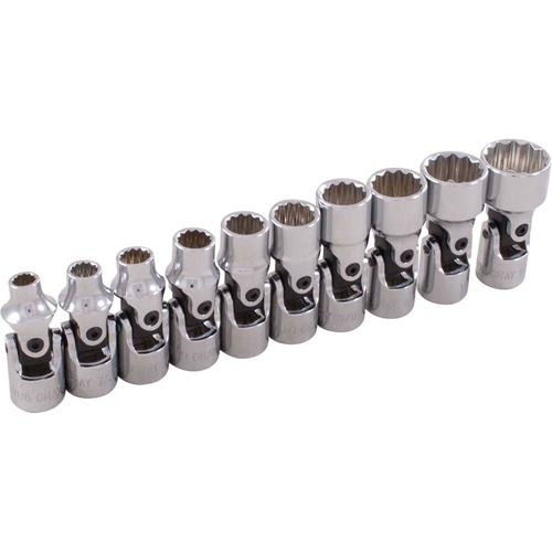 Universal Joint Socket Set, 10 Pcs, 1/4" Drive Size - Gray Tools 15410