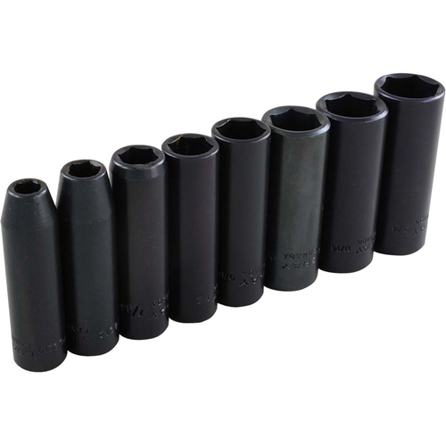 Jeu de douilles, 8 Mcx, Chocs, Prise de 3/8", Profond - Gray Tools 25058