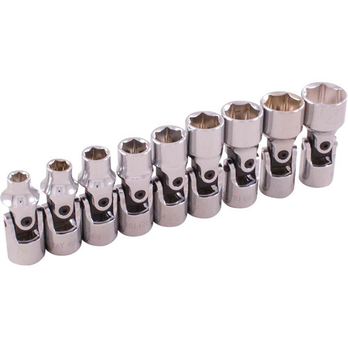 Universal Joint Socket Set, 9 Pcs, 1/4" Drive Size - Gray Tools 19409