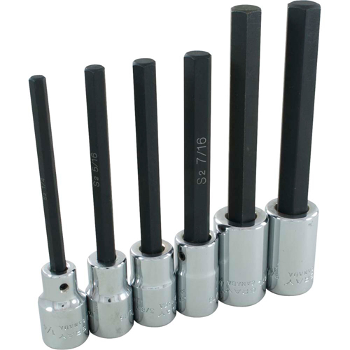 Hex Head Socket Set, Hex, 1/2" Drive, 6 Pcs - Gray Tools 35616