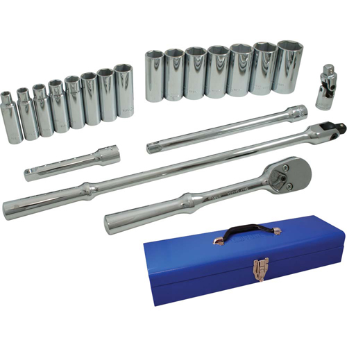Socket & Attachment Set, 20 Pcs, 1/2" Drive Size, Deep - Gray Tools 38220