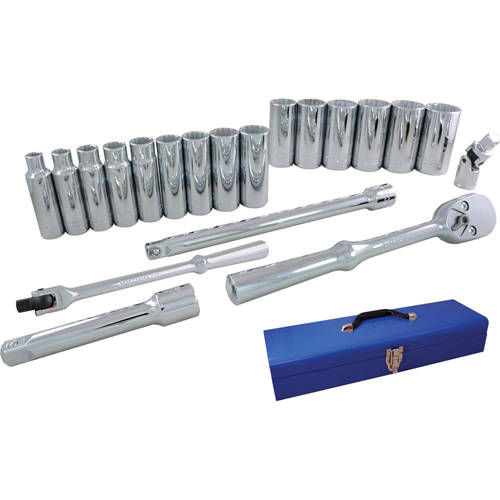 Socket & Attachment Set, 20 Pcs, 1/2" Drive Size, Deep - Gray Tools 38320