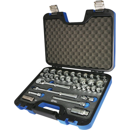 Socket & Attachment Set, 33 Pcs, 3/8" Drive Size - Gray Tools 25033SH