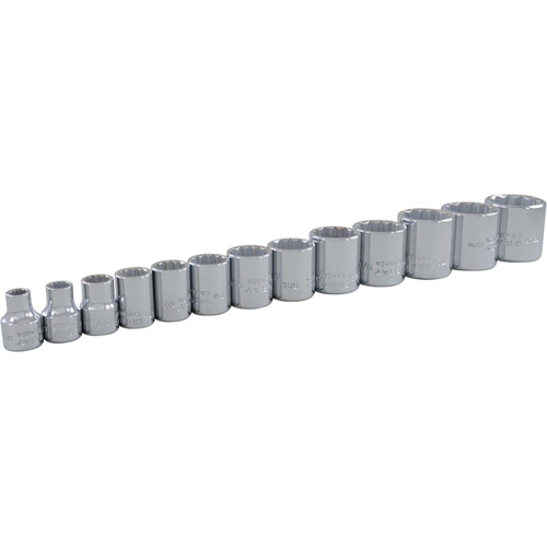 Socket Set, 13 Pcs, 3/8" Drive Size - Gray Tools 25113