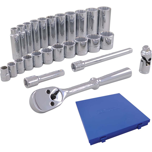Jeu de douilles SAE et accessoires, 26 Mcx, Prise de 3/8", Profond - Gray Tools 25126
