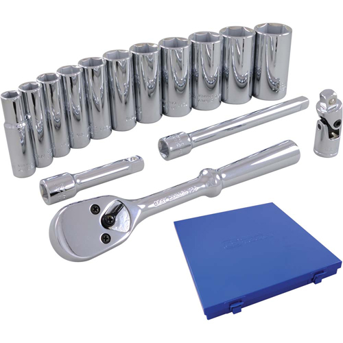 Socket & Attachment Set, 15 Pcs, 3/8" Drive Size, Deep - Gray Tools 25215