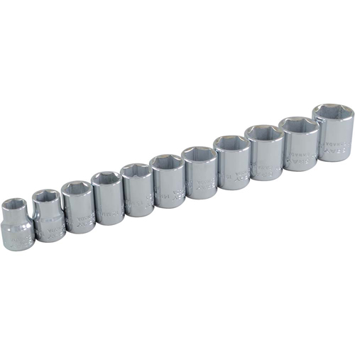 Socket Set, 11 Pcs, 3/8" Drive Size - Gray Tools 29011