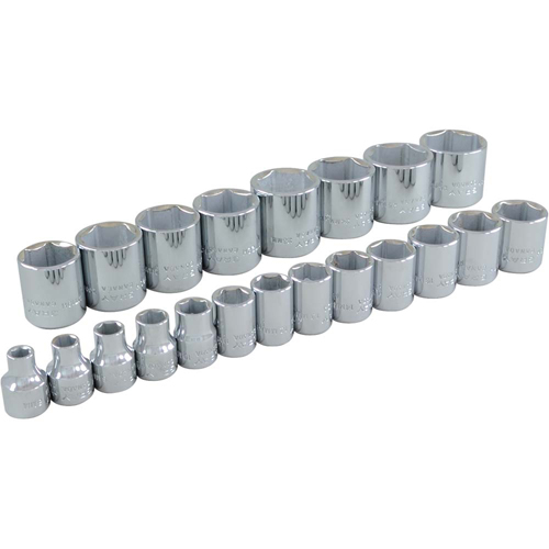 Socket Set, 21 Pcs, 3/8" Drive Size - Gray Tools 29021