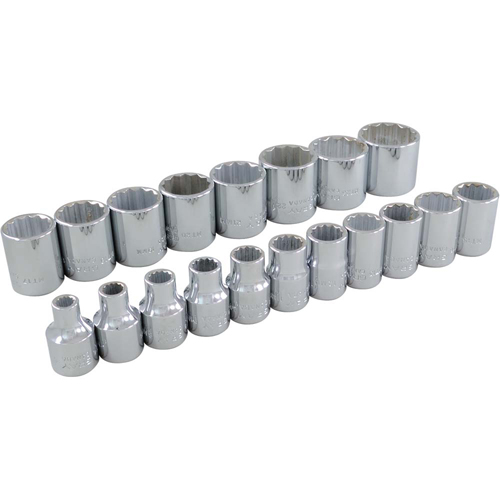 Socket Set, 19 Pcs, 3/8" Drive Size - Gray Tools 29119