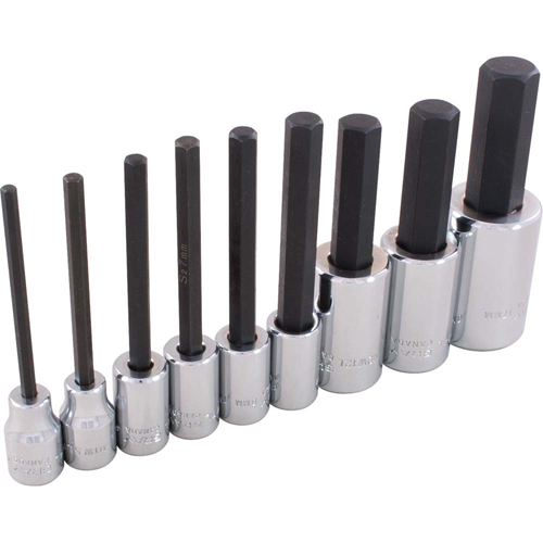 Hex Head Socket Set, Hex, 1/2"/3/8" Drive, 9 Pcs - Gray Tools 29609