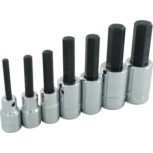 Hex Head Socket Set, Hex, 1/2" Drive, 7 Pcs - Gray Tools MDW7LCP