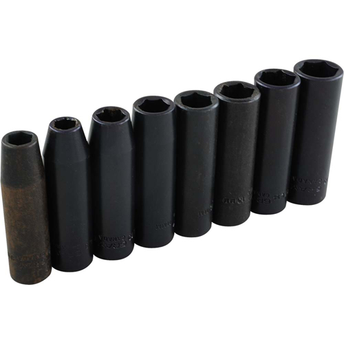 Socket Set, 8 Pcs, Impact, 3/8" Drive Size, Deep - Gray Tools PMD388T