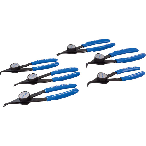Convertible Retaining Ring Plier Set - Includes Plastic Case, 6 Pieces - Gray Tools 83306