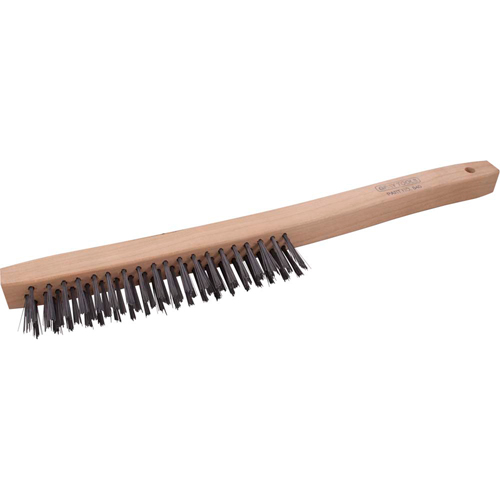 Brosse &agrave; r&eacute;curer industrielle &agrave; manche long, Acier, 3 x 19 rangs de fils, Longueur 14" - Gray Tools 840