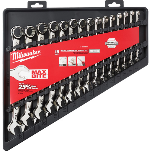 Wrench Set, Combination, 15 Pieces, Metric - Milwaukee 48-22-9515