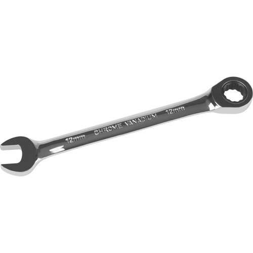 Metric Ratcheting Combination Wrench, 12 Point, 12 mm, Chrome Finish - Aurora Tools 