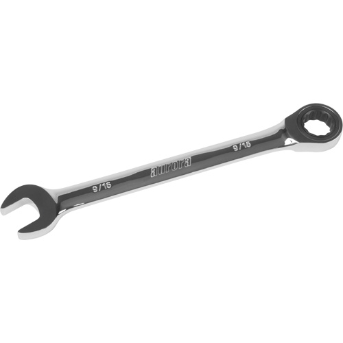 SAE Ratcheting Combination Wrench, 12 Point, 9/16", Chrome Finish - Aurora Tools 