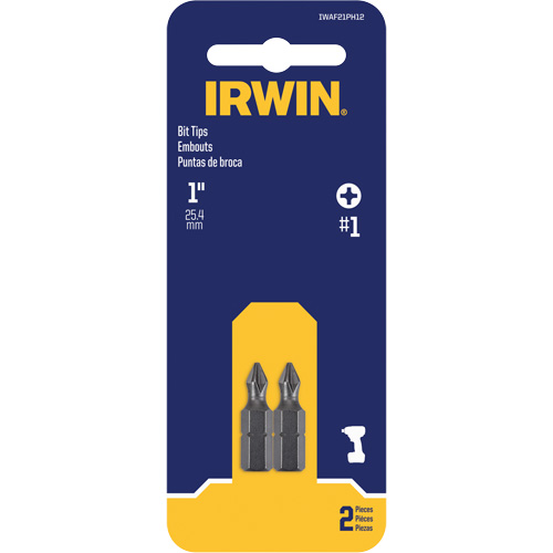 Insert Bits, Phillips, #1, 1/4" Drive - Irwin IWAF21PH12