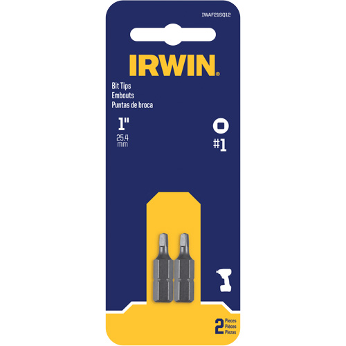 Insert Bits, Square, #1, 1/4" Drive - Irwin IWAF21SQ12