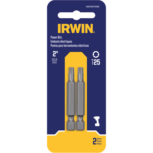 Embouts pour outils &eacute;lectriques, Torx, Embout T-20, Prise 1/4", Longueur 2" - Irwin IWAF22TX202
