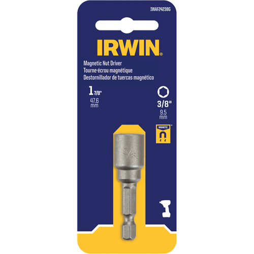 Nutsetter, 3/8" Tip, 1/4" Drive, 1-7/8" L, Magnetic - Irwin IWAF24238G