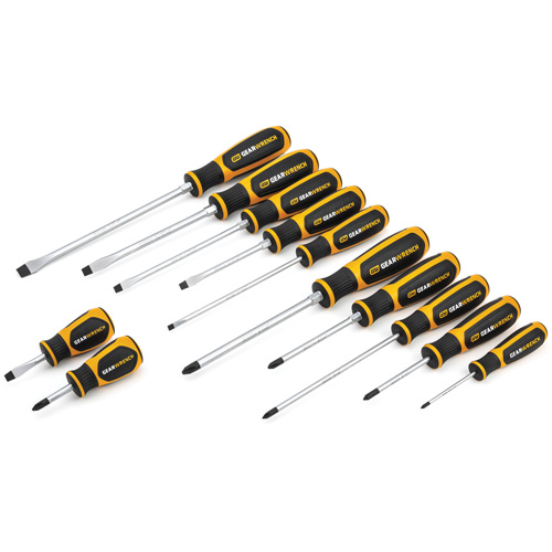 Jeu de tournevis &agrave; fente/Phillips &agrave; double mat&eacute;riaux, 12 mcx - Gearwrench 80051H