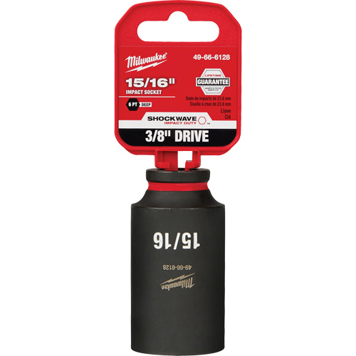 Douille Shockwave Impact Duty, Puissance, 15/16", Prise 3/8", 6 pans, Profond - Milwaukee 49-66-6128