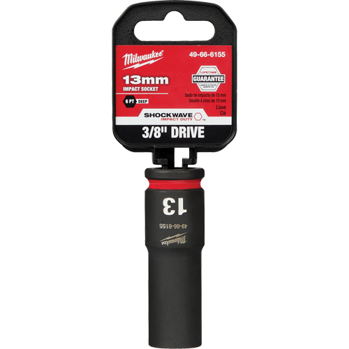 Shockwave Impact Duty Socket, Power, 13 mm, 3/8" Drive, 6 Points, Deep - Milwaukee 49-66-6155