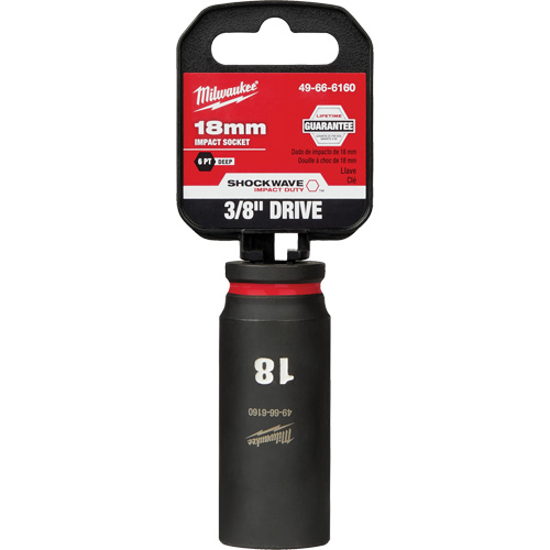 Douille Shockwave Impact Duty, Puissance, 18 mm, Prise 3/8", 6 pans, Profond - Milwaukee 49-66-6160