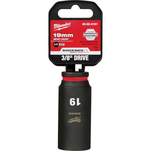 Douille Shockwave Impact Duty, Puissance, 19 mm, Prise 3/8", 6 pans, Profond - Milwaukee 49-66-6161