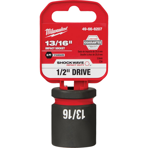 Shockwave Impact Duty Socket, Power, 13/16", 1/2" Drive, 6 Points - Milwaukee 49-66-6207